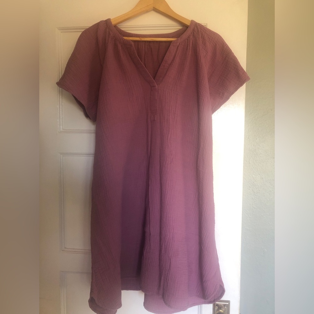 Pink gauze summer mini dress